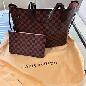 Louis Vuitton Neverfull Damier Ebene in Rose Ballerine Authentic tote